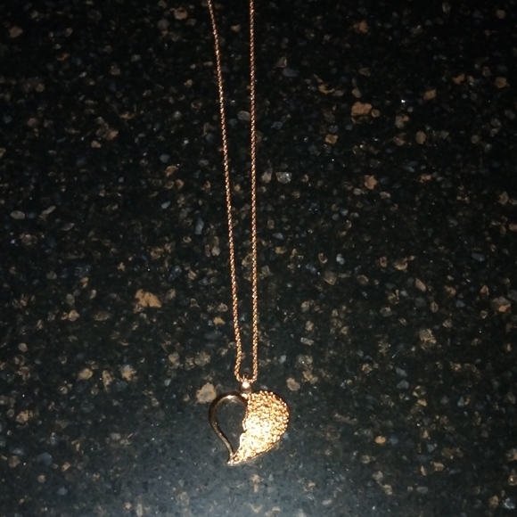 Yves Saint Laurent Gold Textured Heart Necklace - Picture 1 of 8